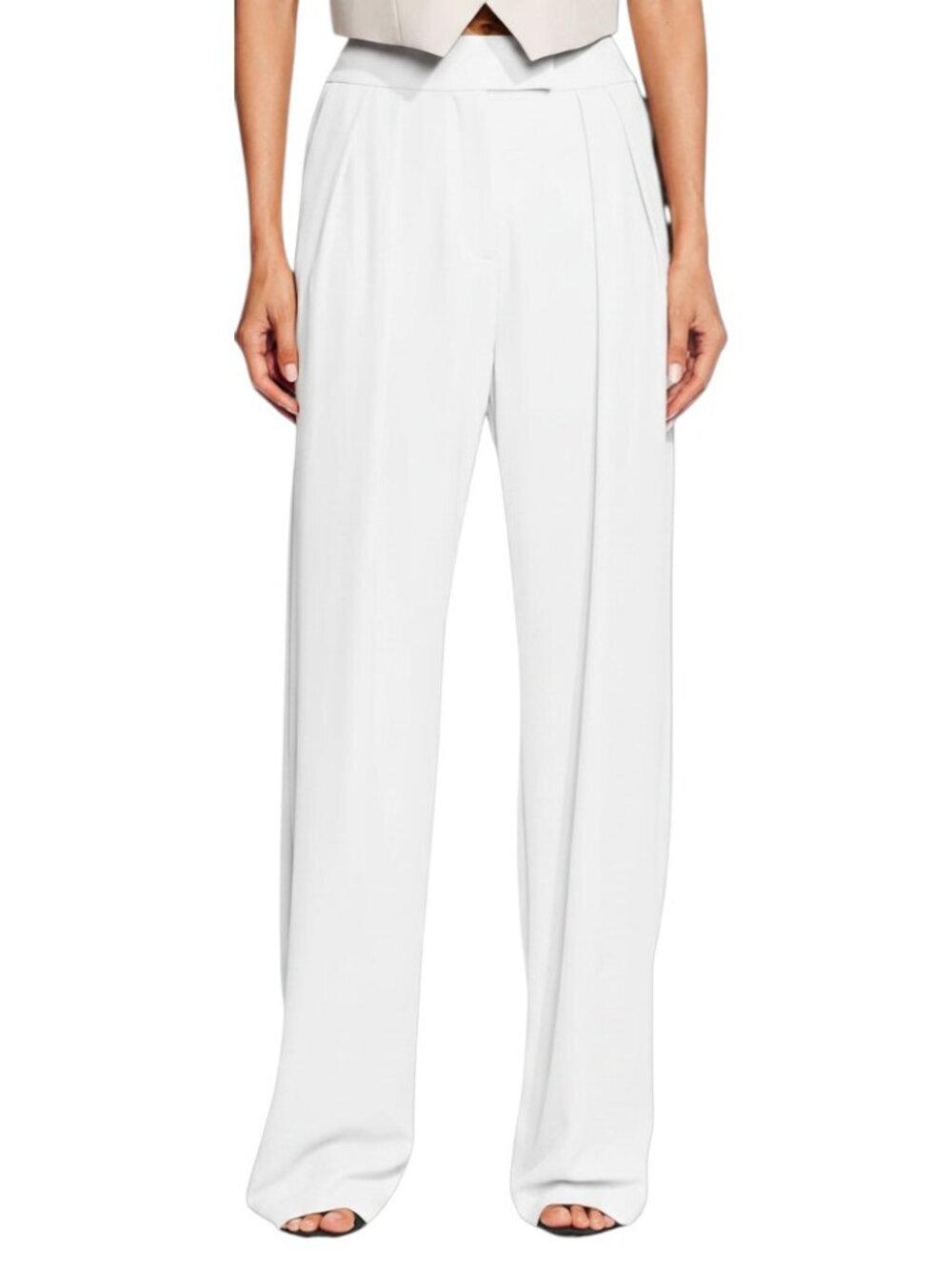 NWT The Sei Double Pleat Trouser Bright White Wide Leg Crepe Size 8 Retail $529